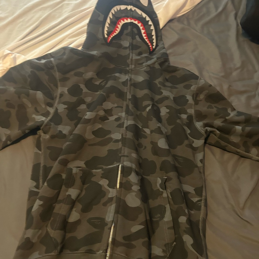 Bape Camouflage Shark Hoodie - Black and Gray